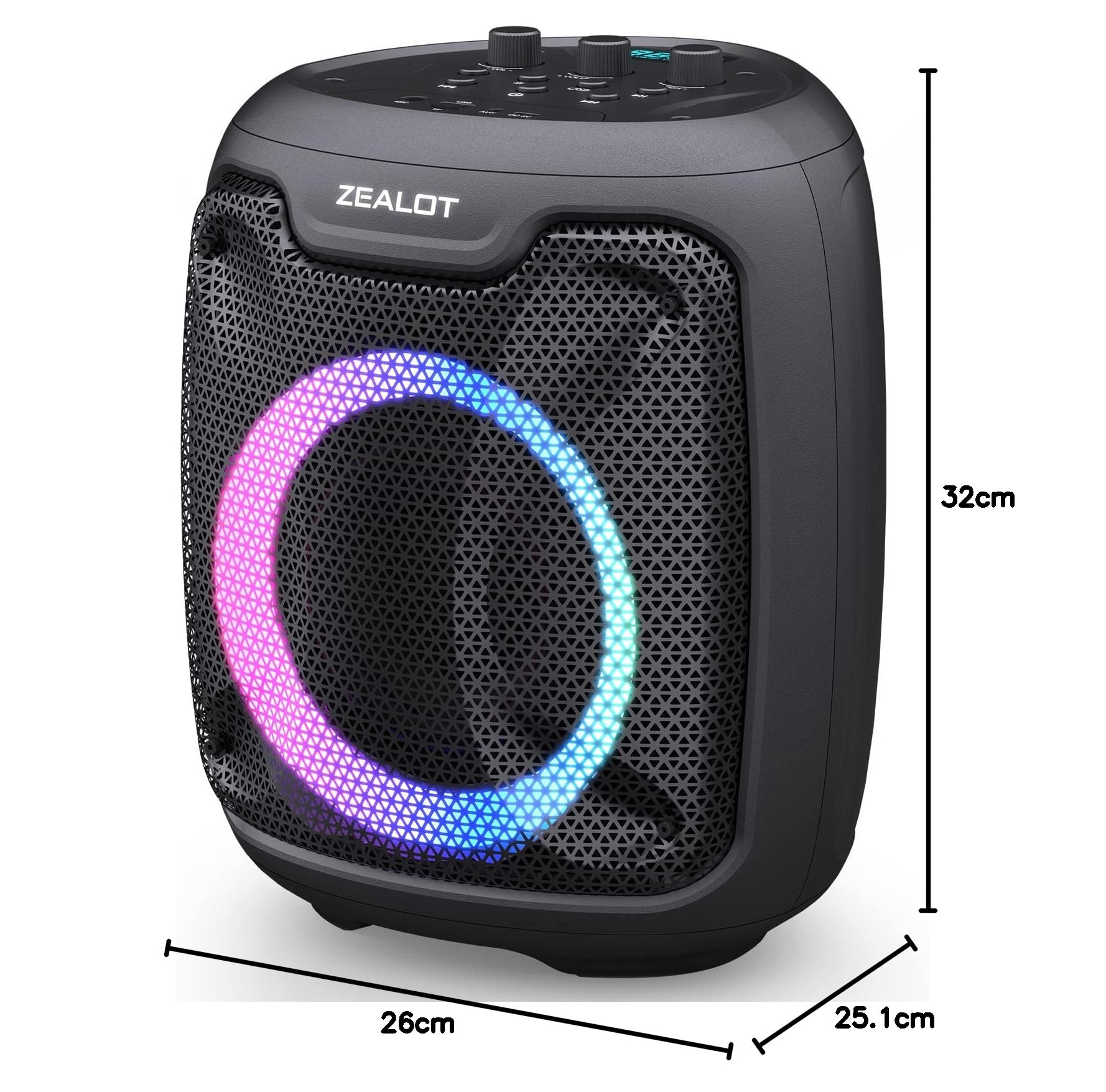 ZEALOT 80W Bluetooth Speaker with Powerful Sound & Bass, Wireless Outdoor Party Speaker, 115dB Loud Audio, IPX5 Waterproof, LED Lights, TF/AUX/USB - Perfect for Beach, Pool, Camping & Backyard Parties