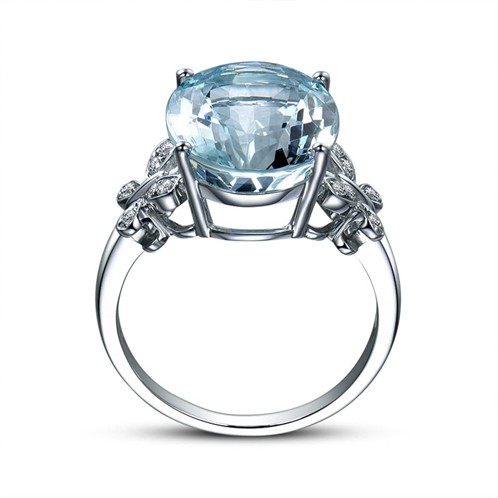 925 Sterling Silver Blue Topaz Butterfly Ring - 5.0 Ct AAA Aquamarine Birthstone Ring for Women | Elegant Eternity, Engagement, Wedding, Promise & Cocktail Party Ring | Perfect for Anniversaries, Valentine's Day & Special Occasions