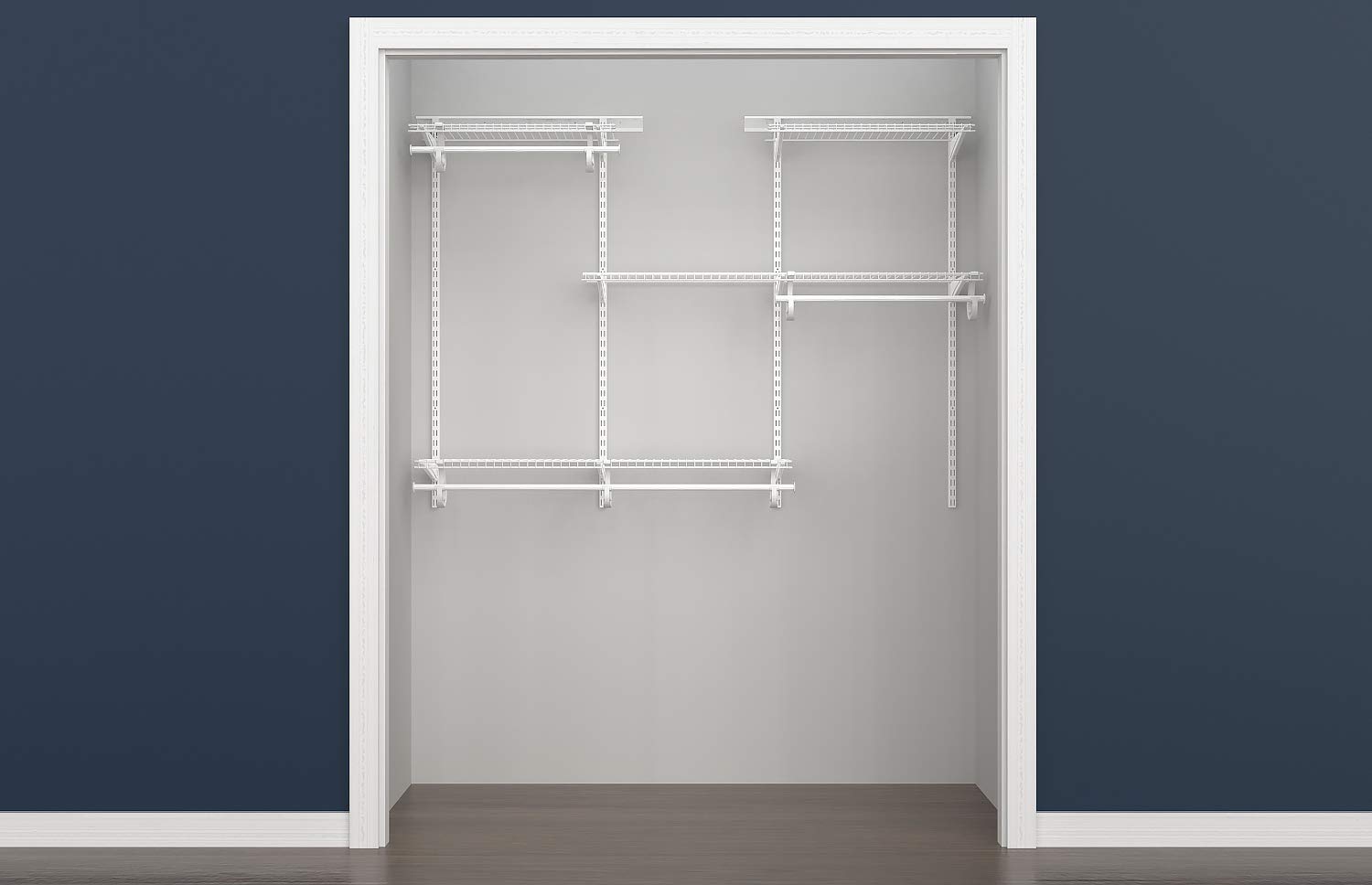 ClosetMaid Adjustable Wire Closet Organizer System 4-6 Feet with Shelves & Clothes Rods - Durable Steel Closet Storage Solution for Bedroom, Walk-in Closet or Pantry Organization (White)