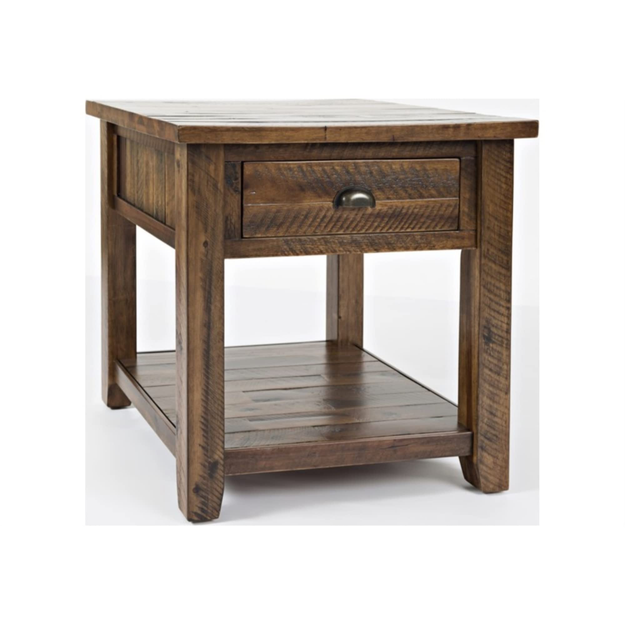 Jofran Inc. Handcrafted Farmhouse Solid Acacia Wood End Table - Perfect for Living Room, Bedroom & Rustic Home Decor