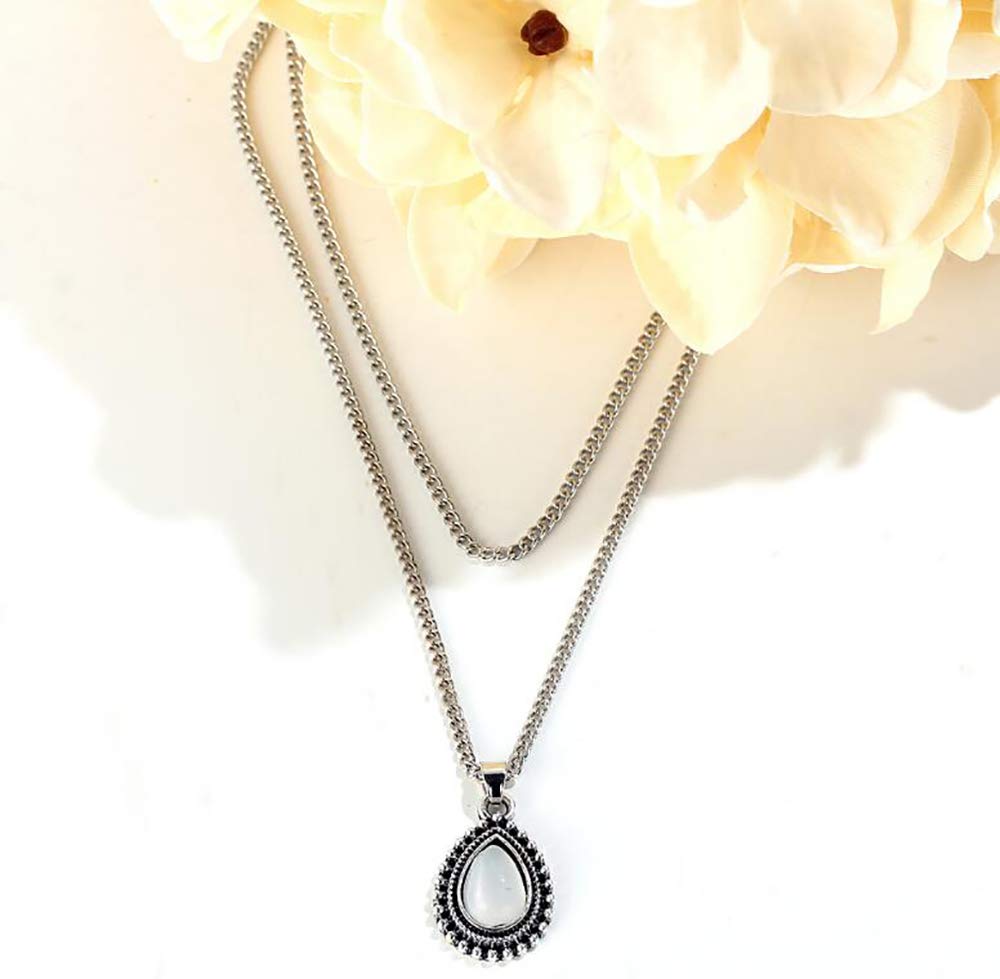 Bohemian Opal Choker Necklace for Women - Layered Teardrop Pendant with Gemstone Charms, Elegant Statement Jewelry for Parties, Weddings & Everyday Wear