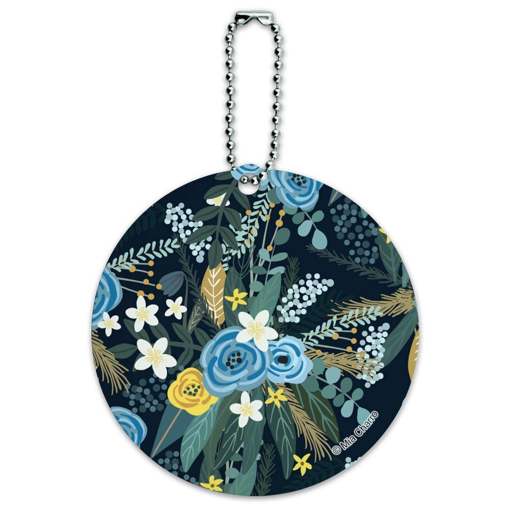 Floral Round Luggage ID Tag - Personalized Suitcase Name Tag for Travel Bags & Carry-Ons - Perfect for Airports, Vacations & Business Trips