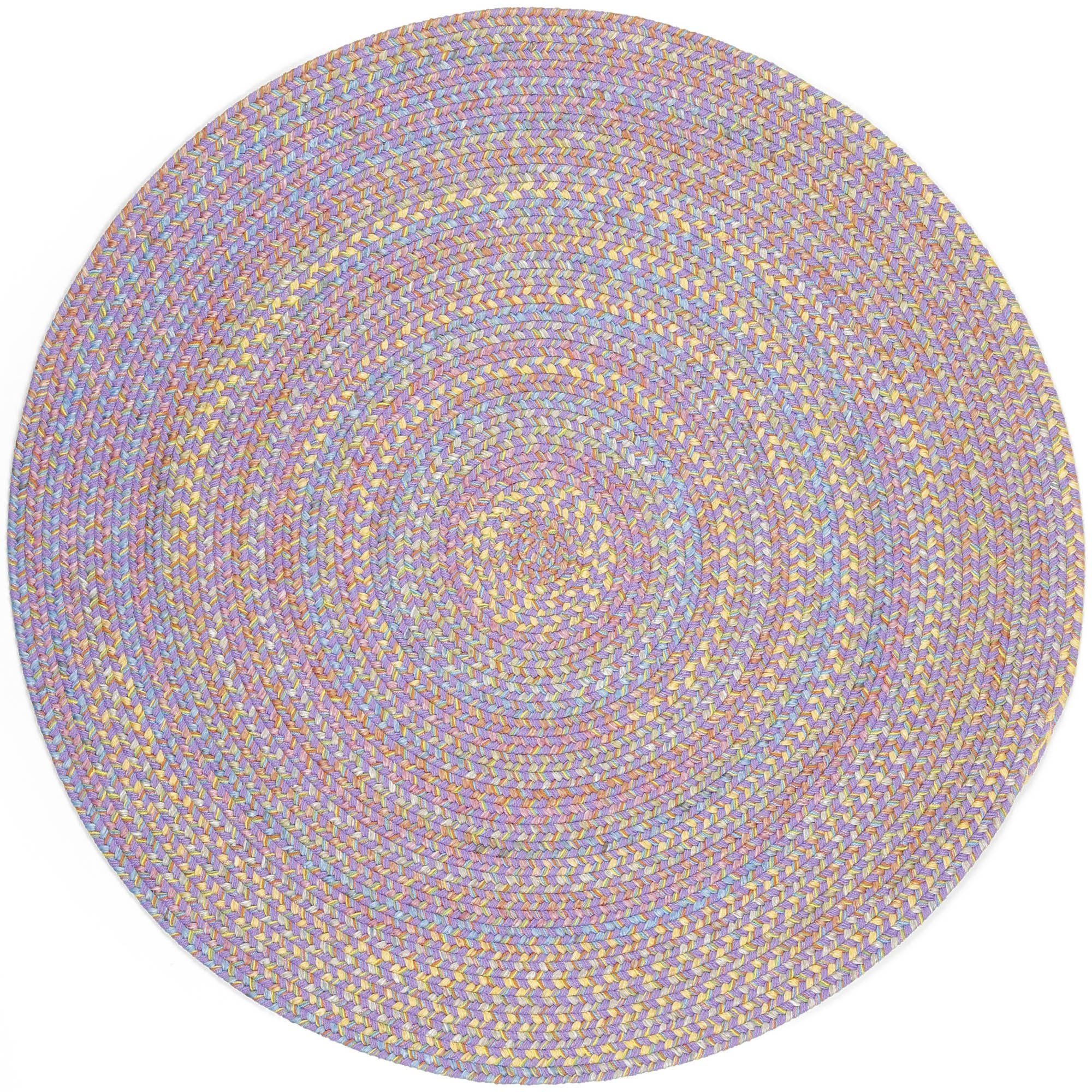 Braided Kids Area Rug - Washable & Reversible Nursery Carpet for Baby Room, Classroom & Playroom | USA Made Easy-Care Round Rug (6' Diameter, Violet Multi) - Perfect for Toddler Play Areas, Daycare Centers & Cozy Home Decor