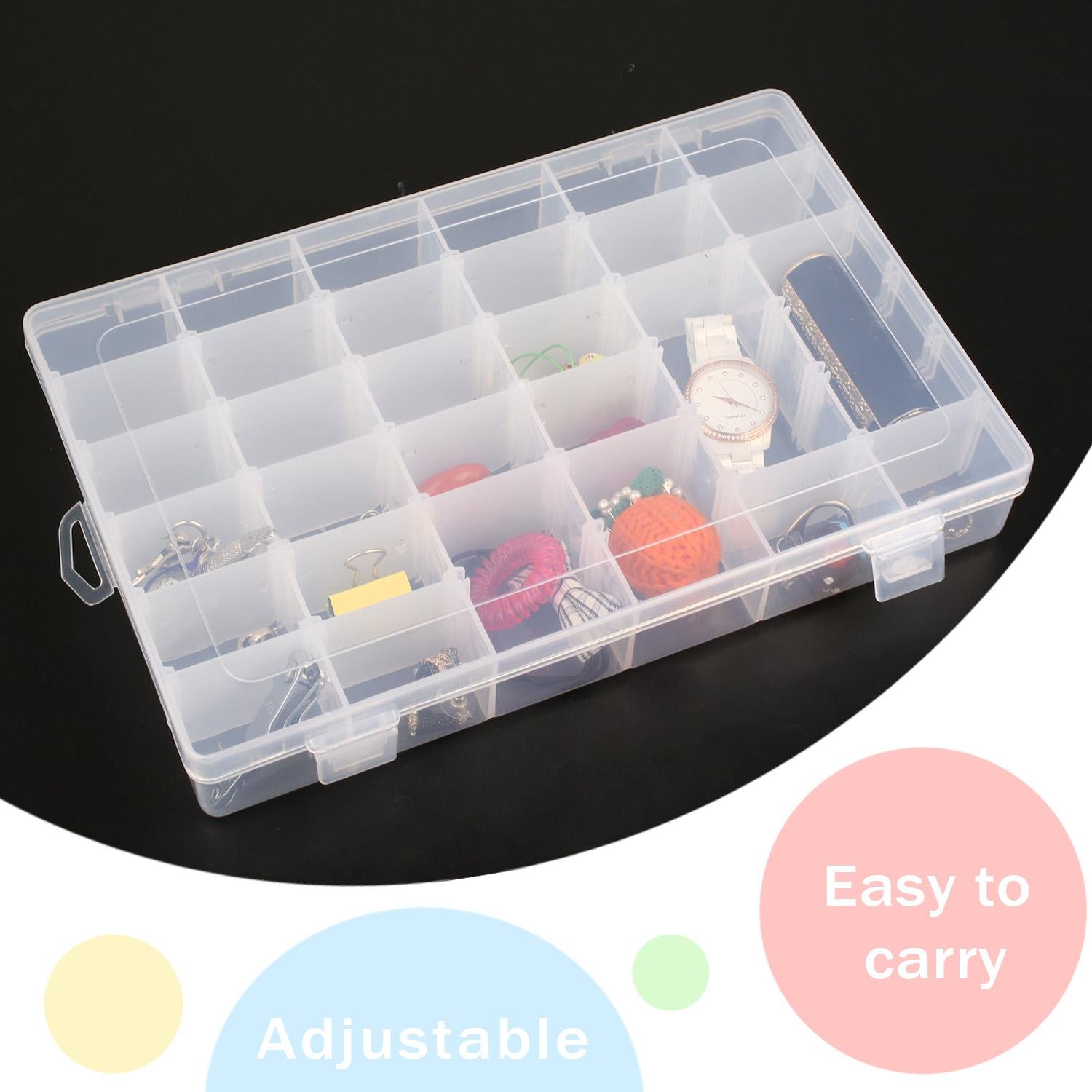 Eutuxia 36 Compartments Clear Plastic Jewelry Organizer Box - Adjustable Dividers Hard Storage Case for Earrings, Rings, Necklaces - Perfect for Travel, Home & Retail Display