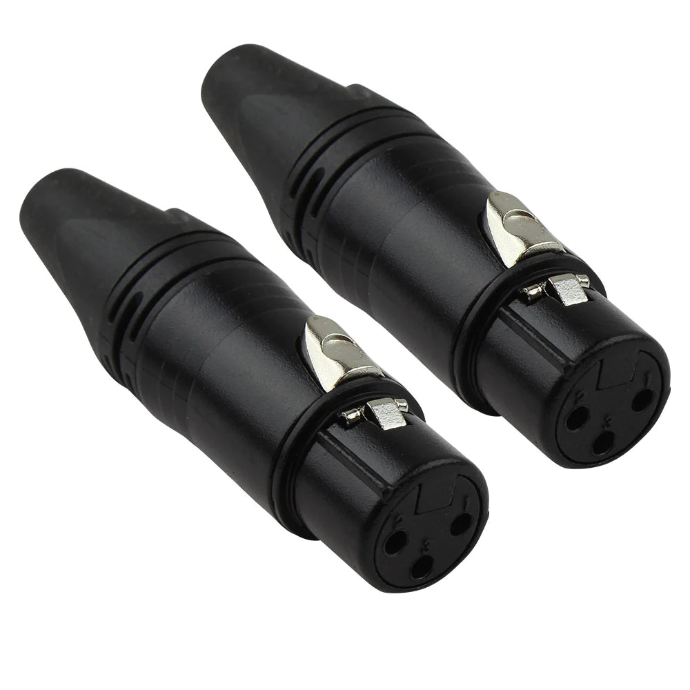 Blastking 3 Pin Female XLR Connector Gold Plated - Professional Audio Cable Connector for Microphones, Speakers & Studio Equipment (Pair)