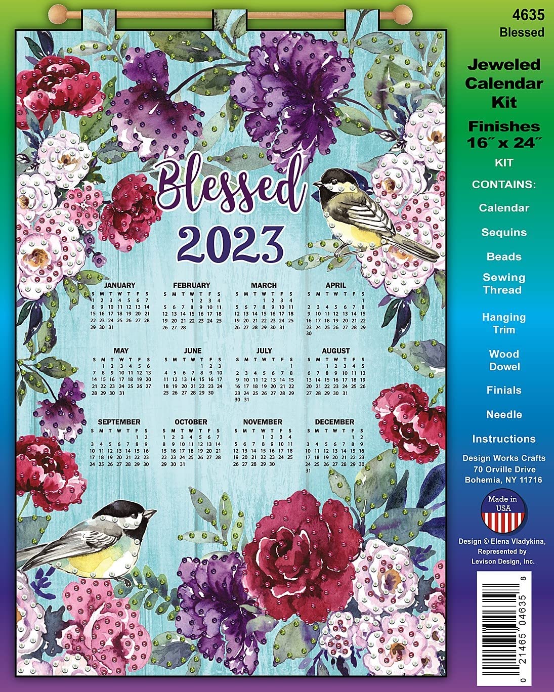 2023 Sequin Calendar Kit - DIY Craft Kit with Blessed Design for Home & Office Decor | Perfect for Holidays, Gifts & Party Favors