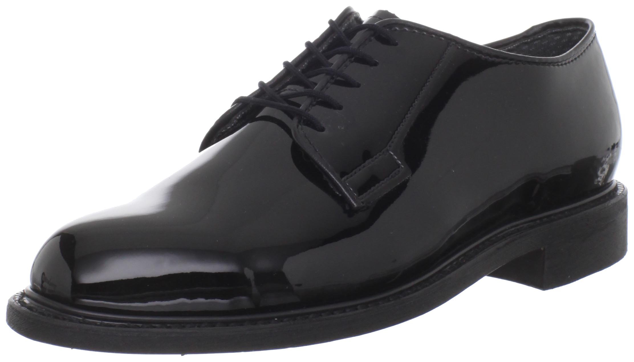 Bates Men's High Gloss Leather Sole Work Shoes - Durable & Comfortable for Construction, Warehouse & Industrial Work (Black, Size 10)