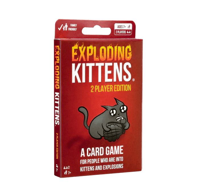 Exploding Kittens 2 Player Card Game - Fun & Strategic Party Game for Couples, Friends & Family - Perfect for Game Nights, Travel & Gifts