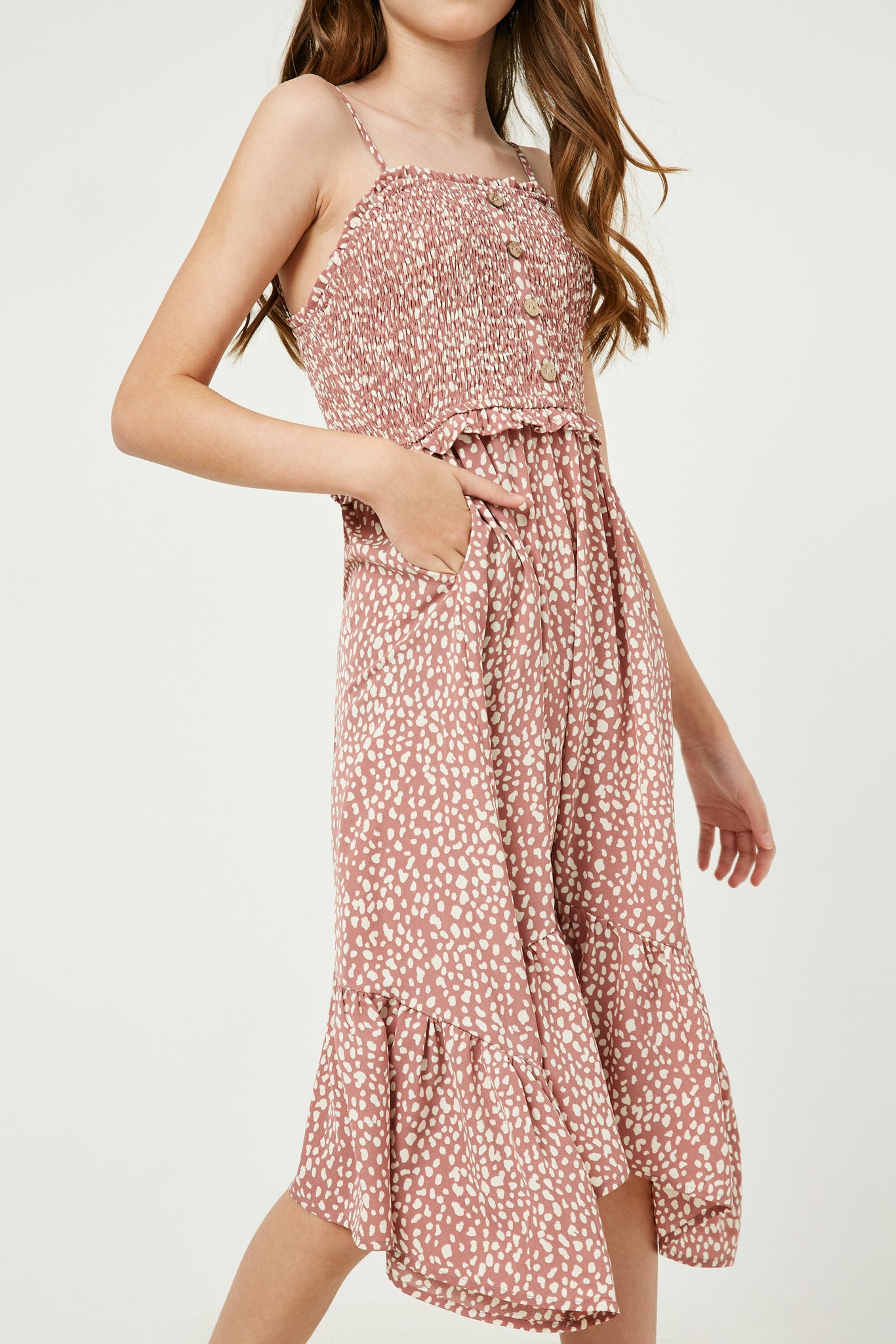 Elegant Tie Shoulder Smocked Ruffle Detail Midi Dress for Women | Summer Floral Party Cocktail Dress | Perfect for Weddings, Dates & Special Occasions