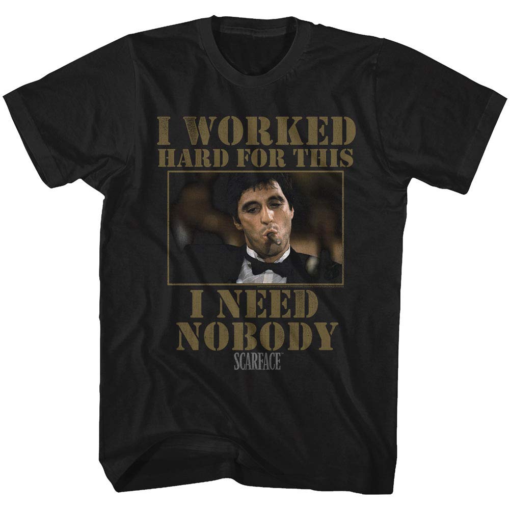 Scarface Nobody Men's Graphic T-Shirt - Medium Size, Black Cotton Tee for Casual Wear & Street Style