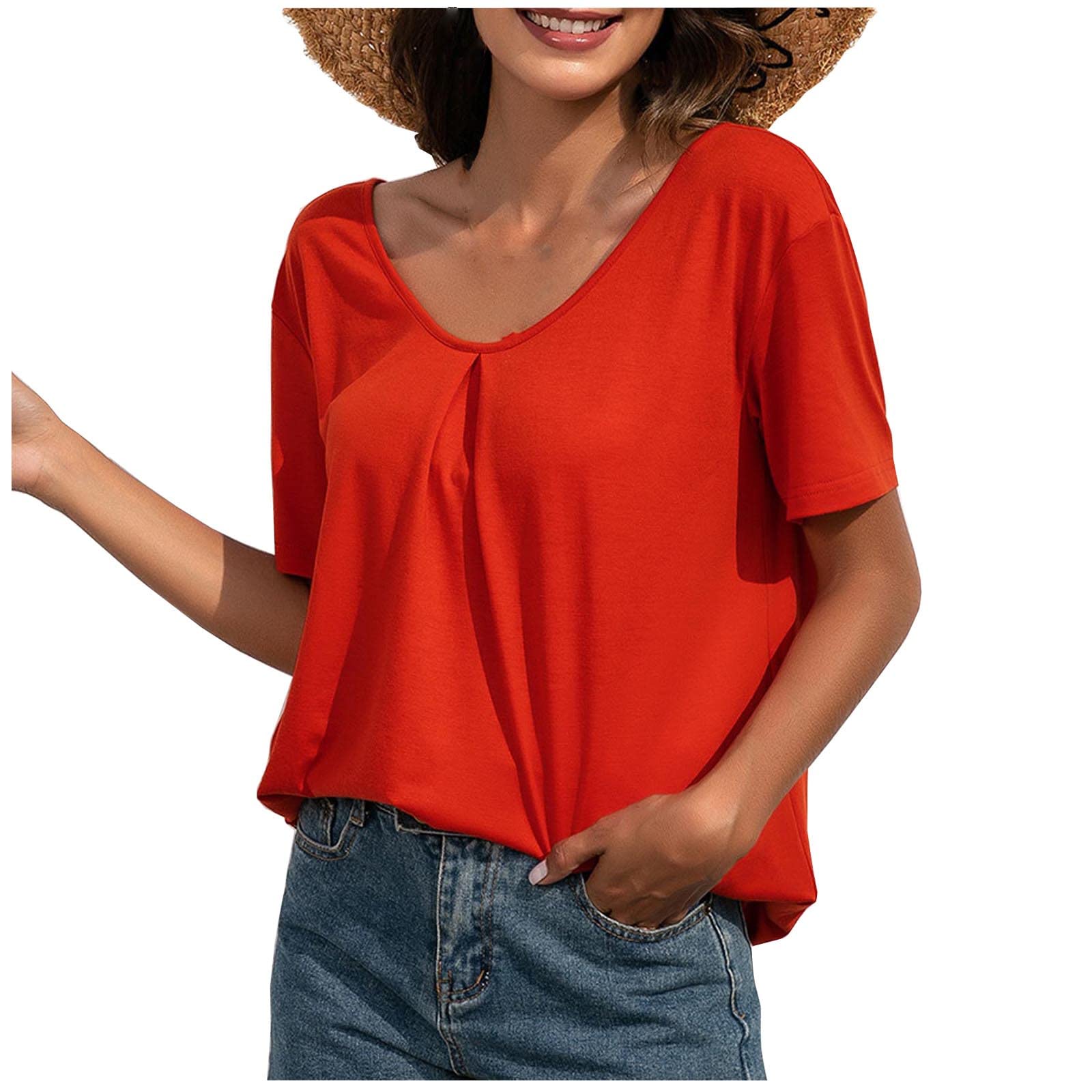 Women's Casual Lace Trim Short Sleeve V-Neck Hollow Out Blouse - Summer Breathable T-Shirt Top for Office, Date Night & Outdoor Activities