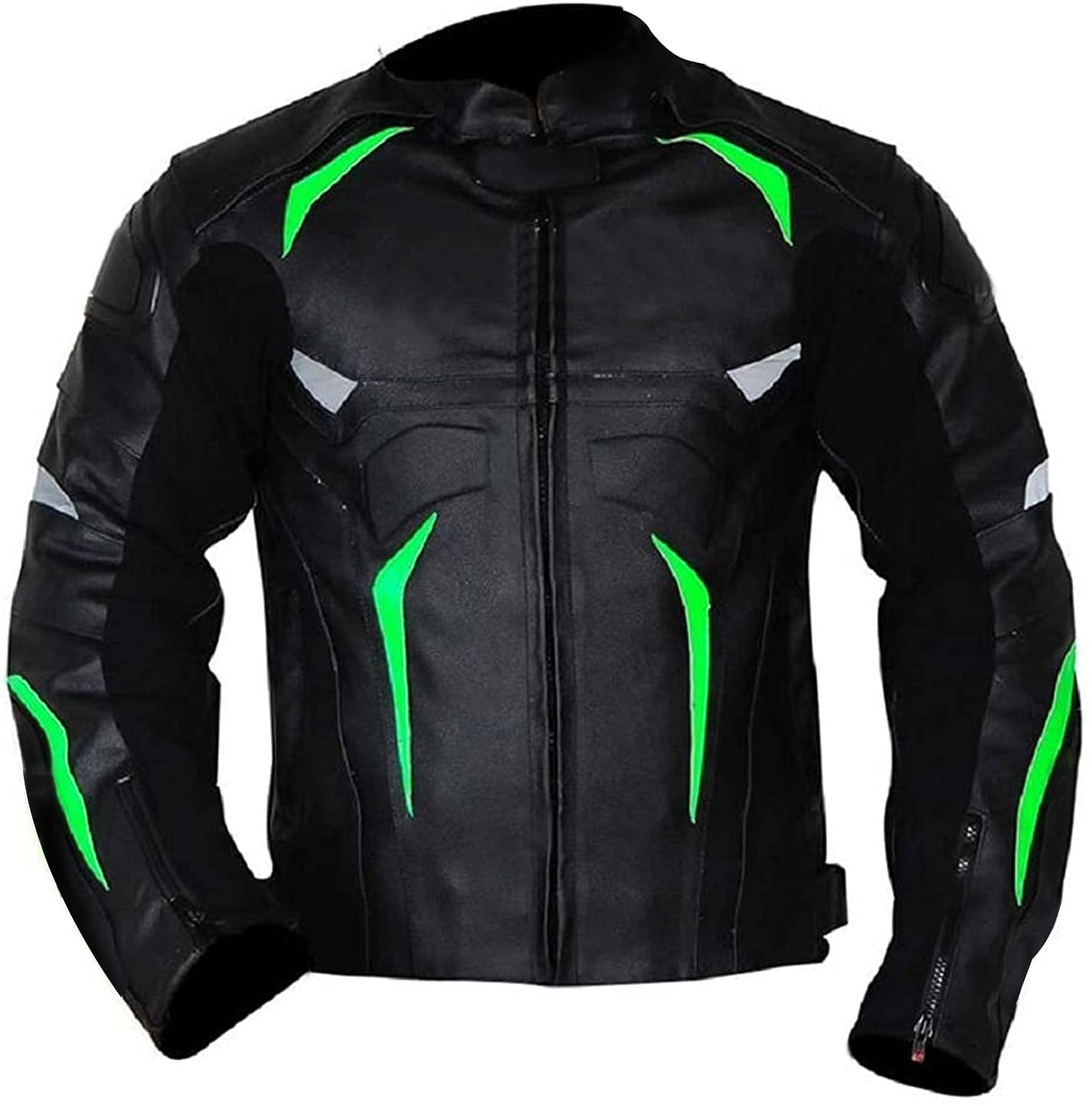 Men's Motorcycle Racing Jacket - Black Padded Leather Biker Jacket with Armor Protection for Motorcross & Street Riding | Durable Outerwear for Commuting & Adventure Riding