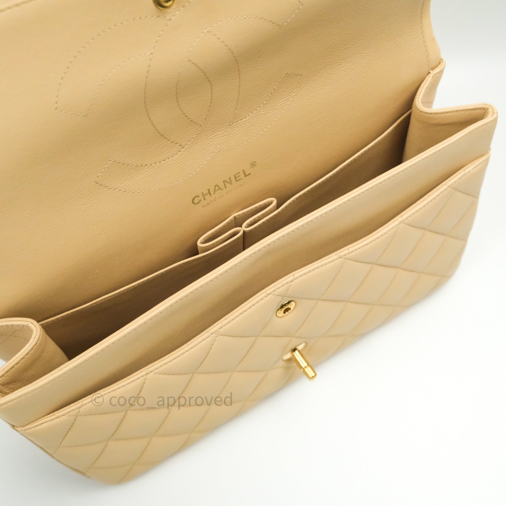 Chanel Classic Jumbo Double Flap Bag Beige Lambskin Leather with Gold Hardware - Luxury Designer Handbag for Women, Perfect for Parties, Dating & Special Occasions
