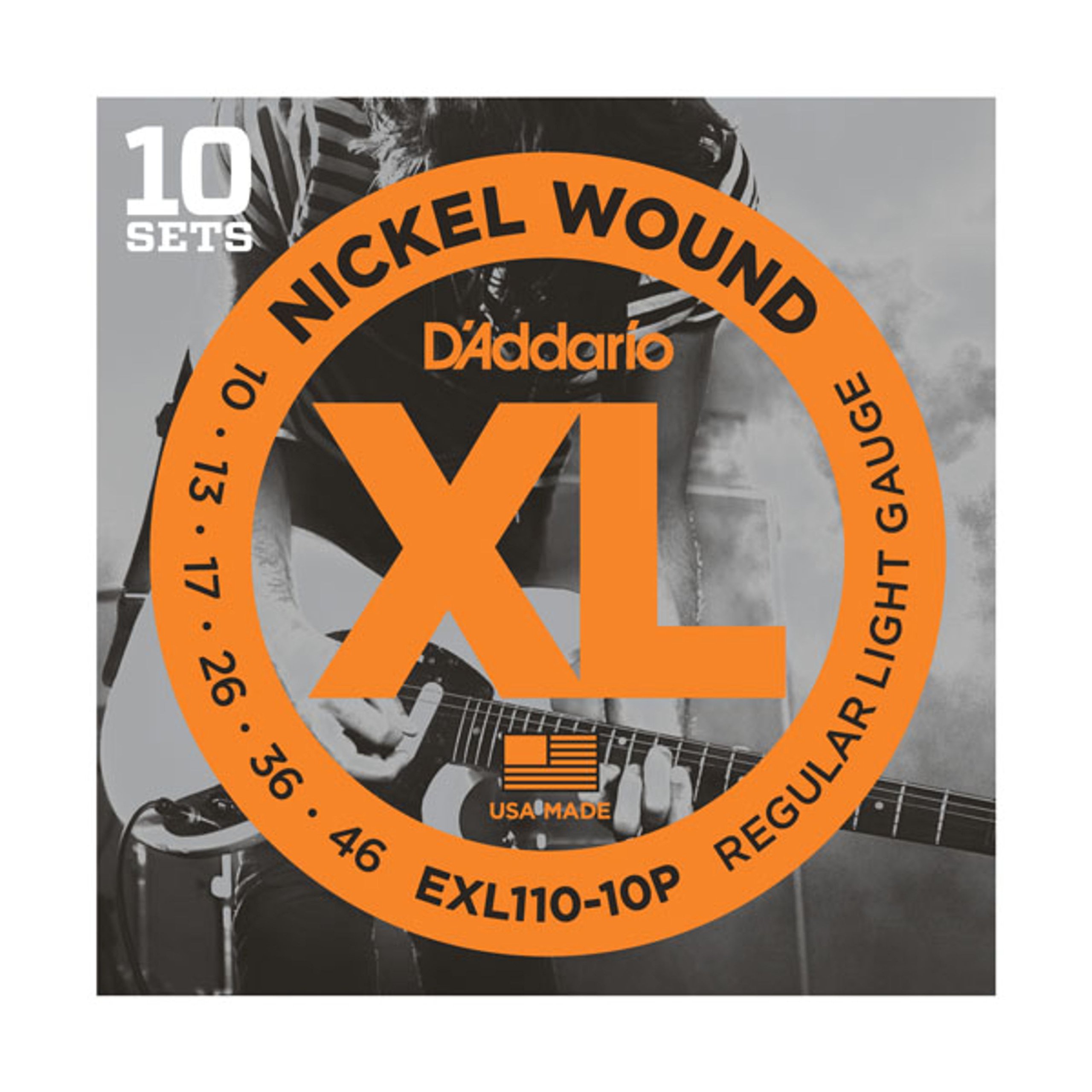 D'Addario EXL110-10P Electric Guitar Strings 10-46 Nickel Wound (10-Pack) - Perfect for Rock, Blues & Studio Recording