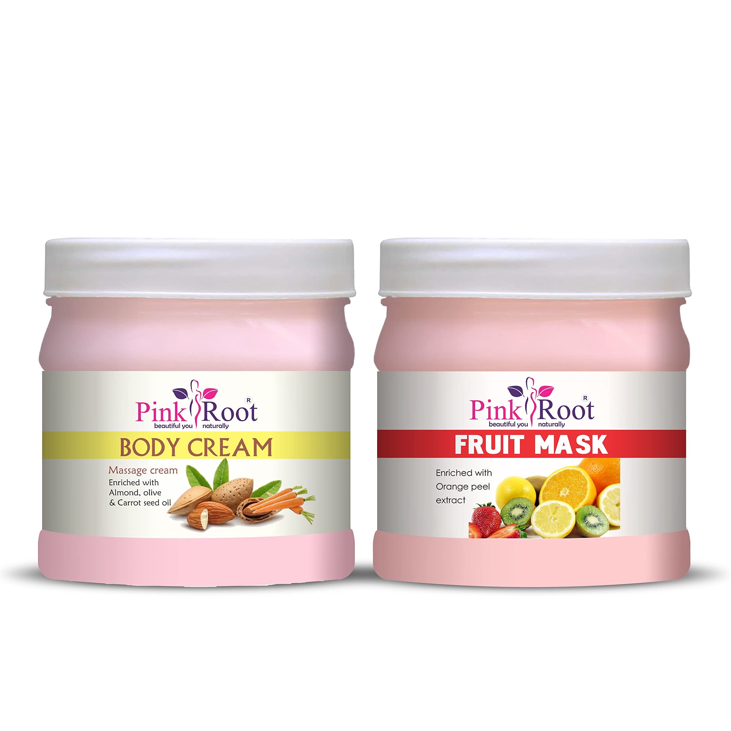 Pink Root Body Massage Cream 500g with Fruit Mask 500g - Hydrating & Relaxing Skin Care for Spa, Home Massage & Self-Care Routine
