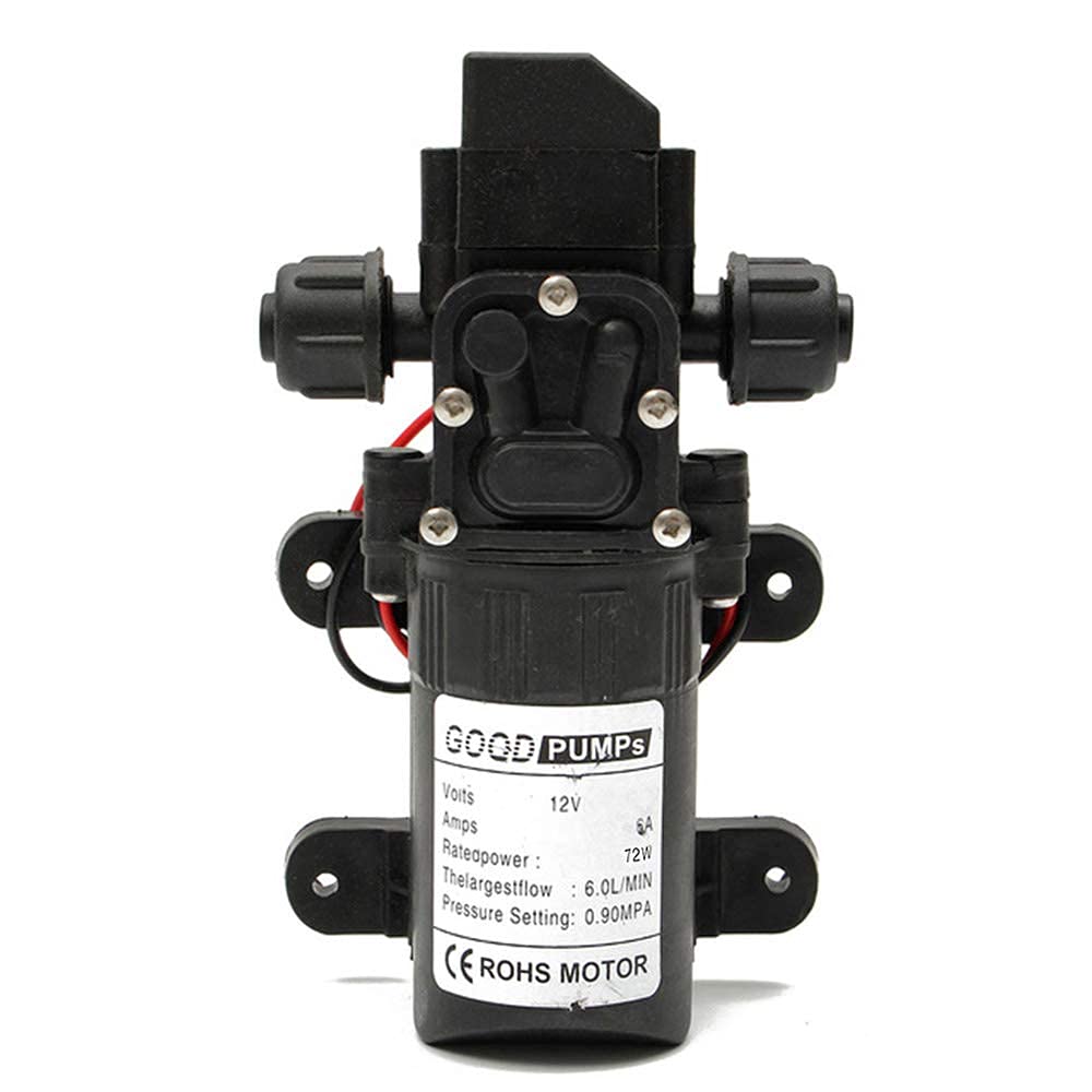 12V High Pressure Water Pump 6L/min Self-Priming Automatic Switch for Car Washing, Boat Cleaning & Garden Irrigation - Portable Electric Water Transfer Pump for RV, Home, and Outdoor Use