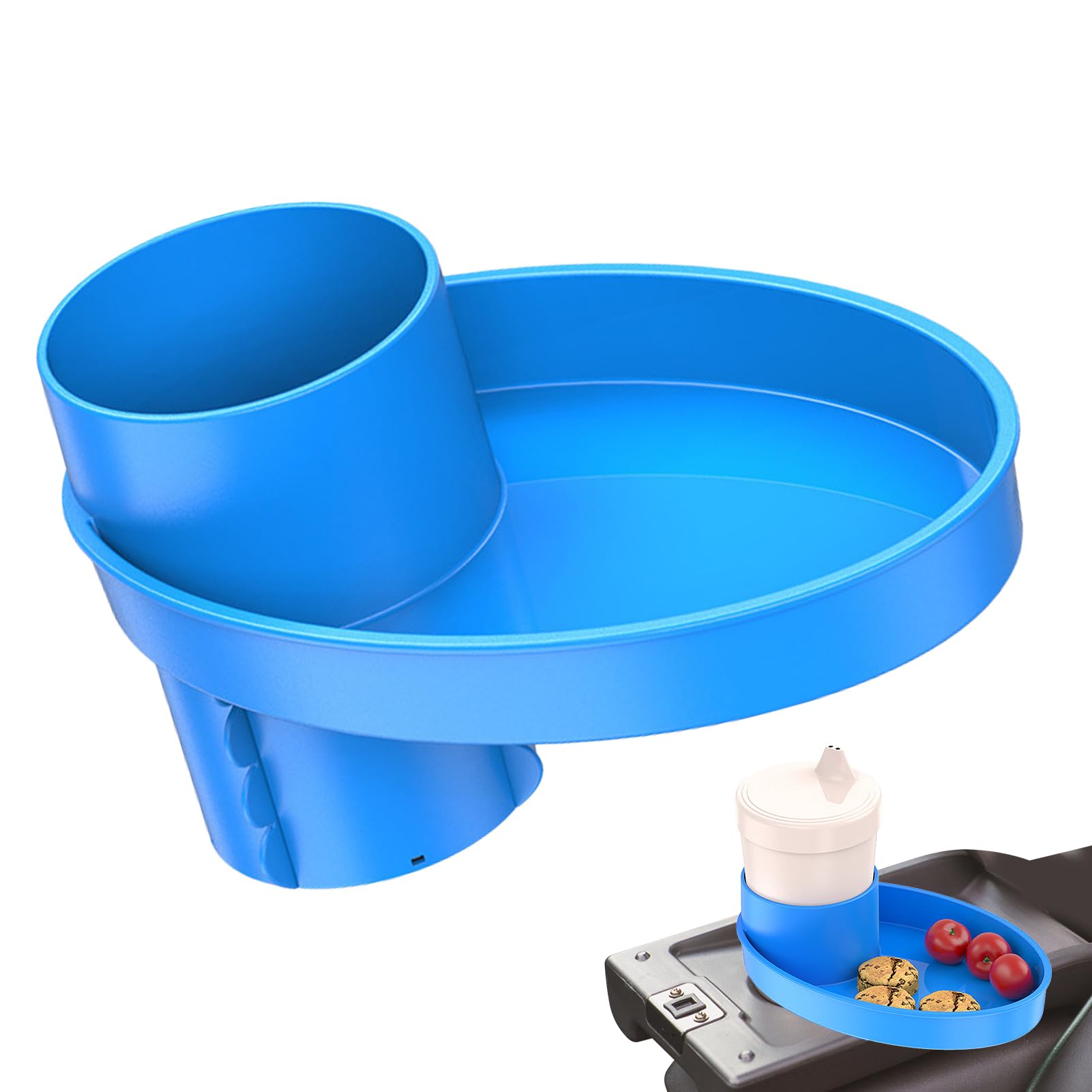 Car Seat Snack Tray with Cup Holder - Portable Rotating Travel Tray for Kids | Multifunctional Storage Organizer for Most Car Seats | Perfect for Road Trips, Snacking & Keeping Drinks Secure While Traveling