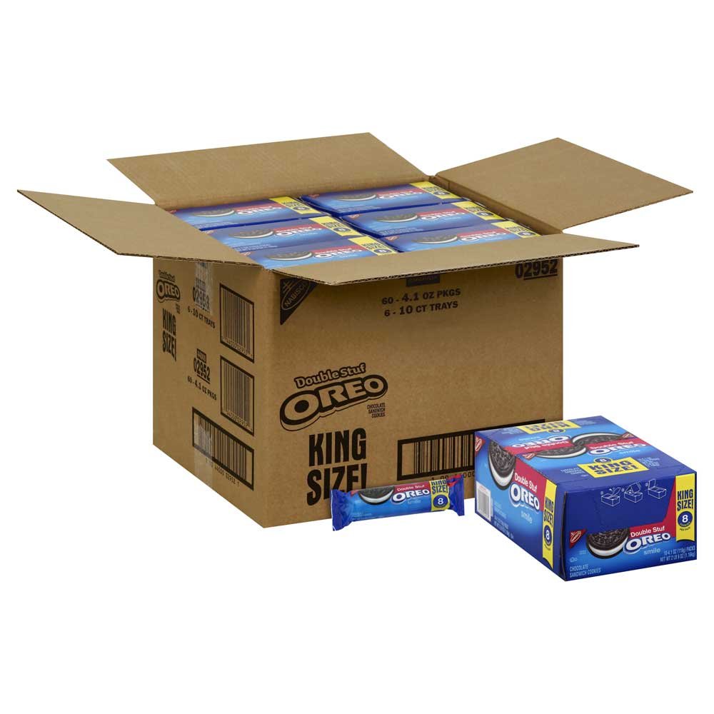 Oreo Double Stuf Chocolate Sandwich Cookies King Size - 6 Packs (10 x 4.1 oz) - Perfect for Snacking, Parties & Lunchboxes
