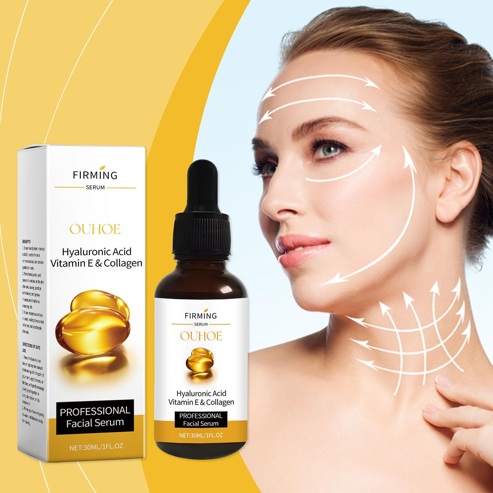 2 Pcs Hyaluronic Acid Serum for Face - Vitamin E & Collagen Firming Serum with Deep Nourishment | Anti-Aging, Reduces Fine Lines & Wrinkles | Daily Moisturizing Face Serum for Dry Skin, Day & Night Use