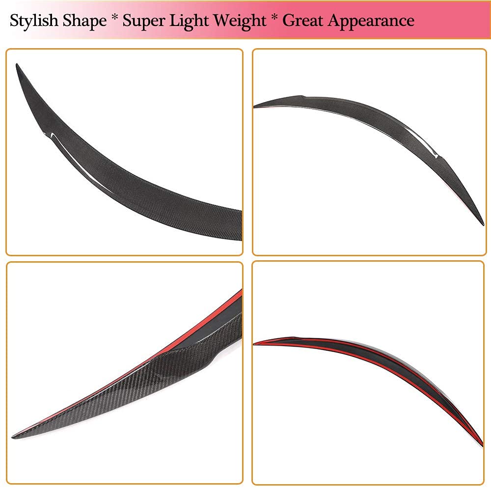 Premium Carbon Fiber Rear Trunk Spoiler for Tesla Model S 2012-2024 - High Kick Tail Wing Lip - OEM Style Boot Lid Accessory - Perfect for Car Enthusiasts & Performance Upgrades