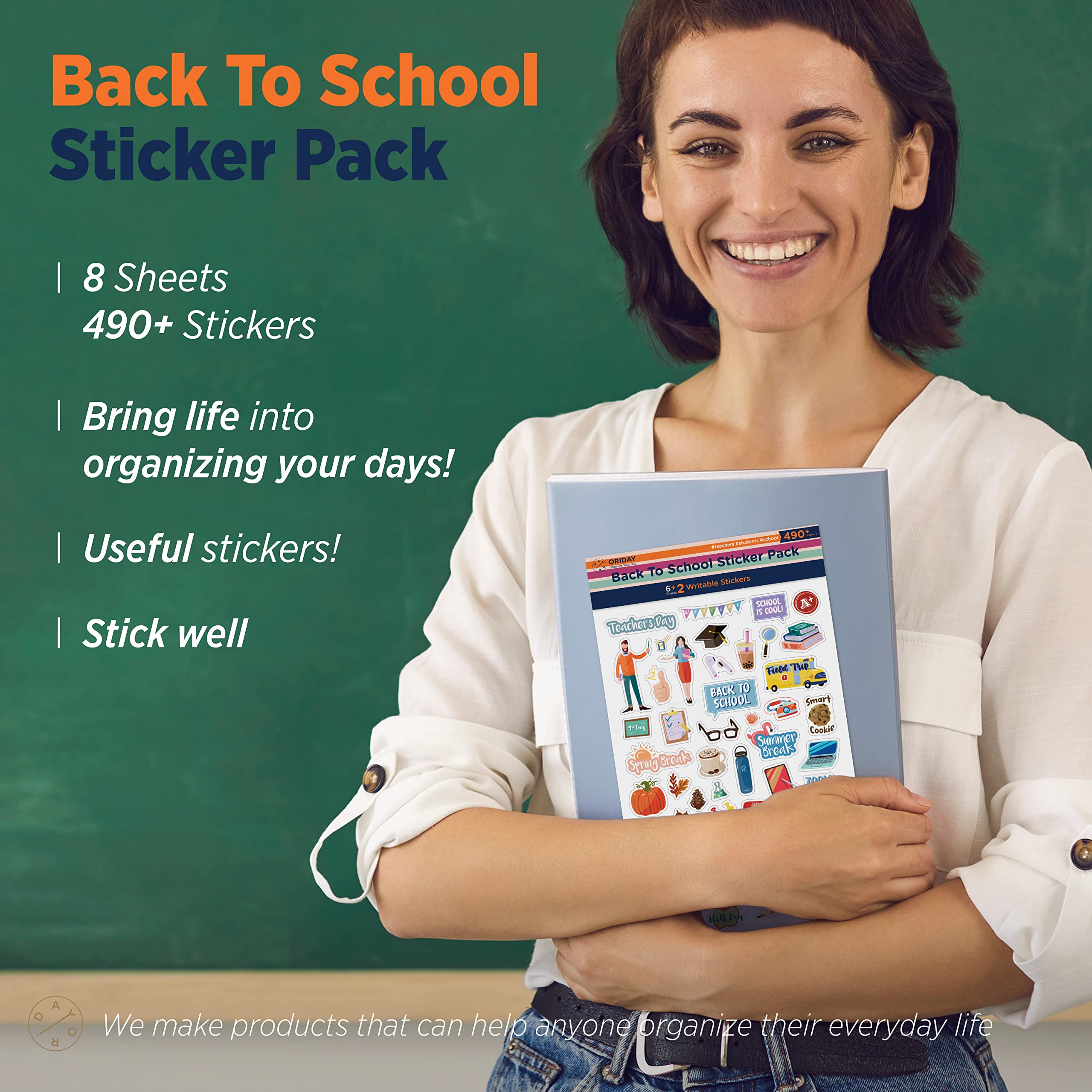 Back to School Teacher Planner Stickers - Cute Happy Planner Productivity Stickers for Students, Educators & Homeschoolers - Perfect for Classroom Organization, Lesson Planning & DIY Planners