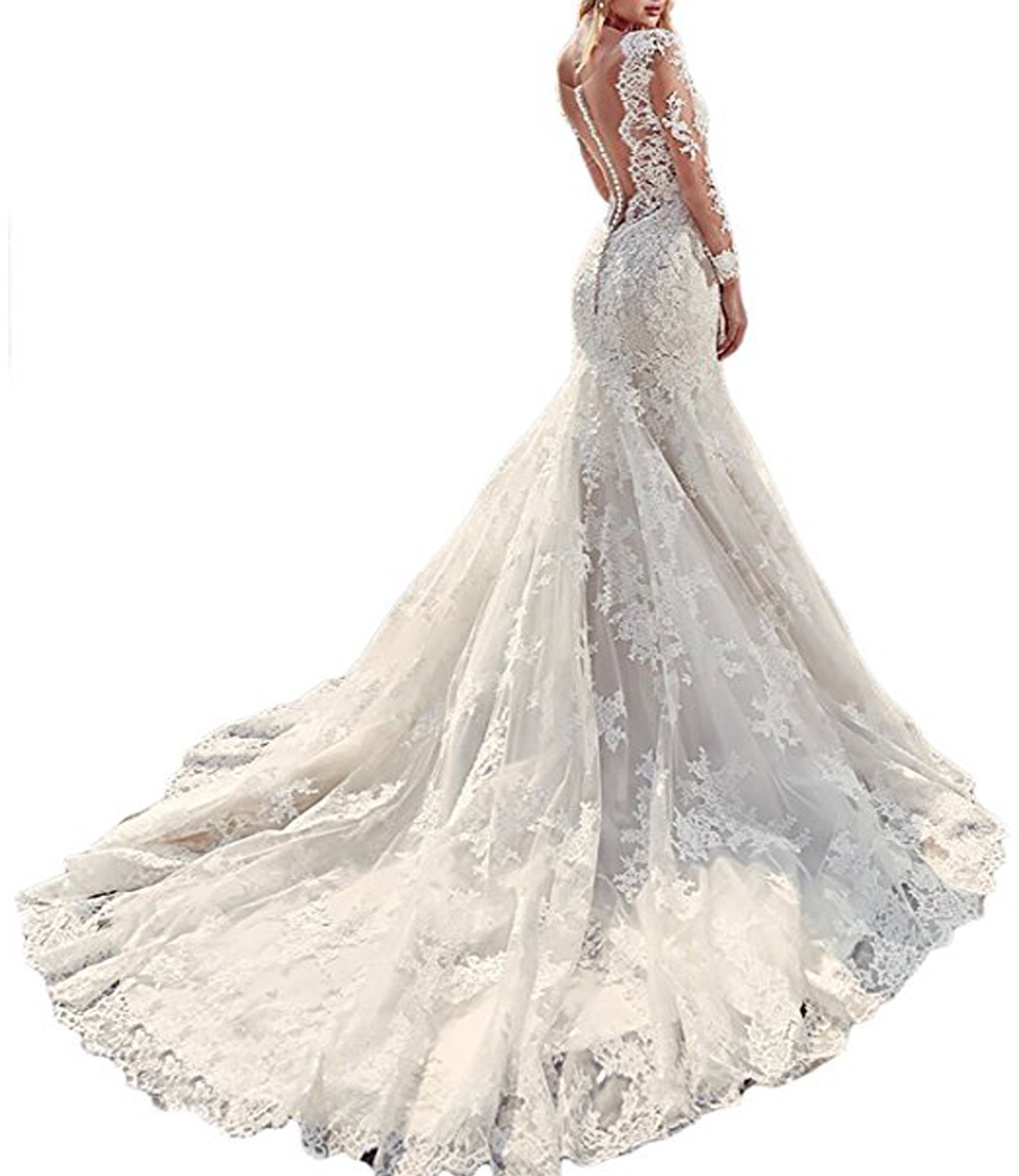 Elegant Sweetheart Beaded Lace Wedding Dress | Mermaid Bridal Gown in White | Perfect for Beach Weddings, Church Ceremonies & Formal Receptions