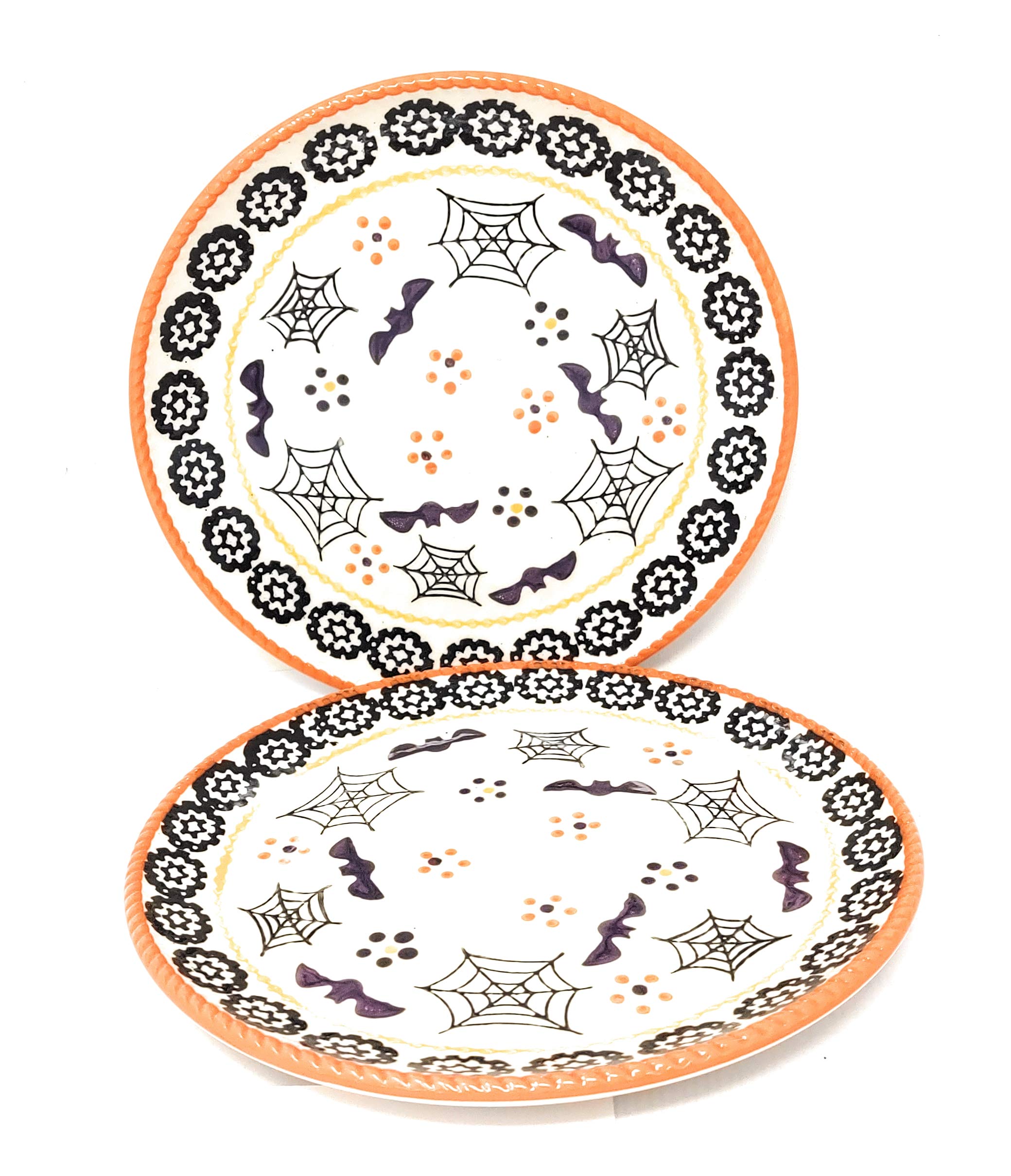 Hand Painted Stoneware Dessert Plates Set of 2 - Temp-tations Boofetti Collection for Dinnerware Replacements & Extras - Perfect for Holiday Desserts, Tea Parties & Special Occasions