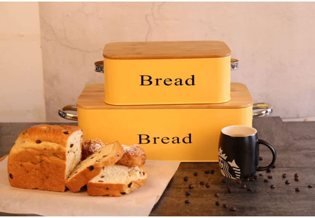 Stainless Steel Bread Box with Bamboo Lid - Large Capacity Rectangular Bread Storage Container for Kitchen Countertop | Perfect for Sourdough, Baguettes & Homemade Bread | Rustproof & Airtight Food Storage Solution for Freshness