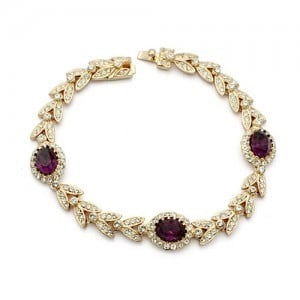 Elegant Purple Austrian Crystal Rose Gold Plated Bracelet for Women | Luxury Fashion Jewelry Gift | Perfect for Parties, Weddings & Special Occasions