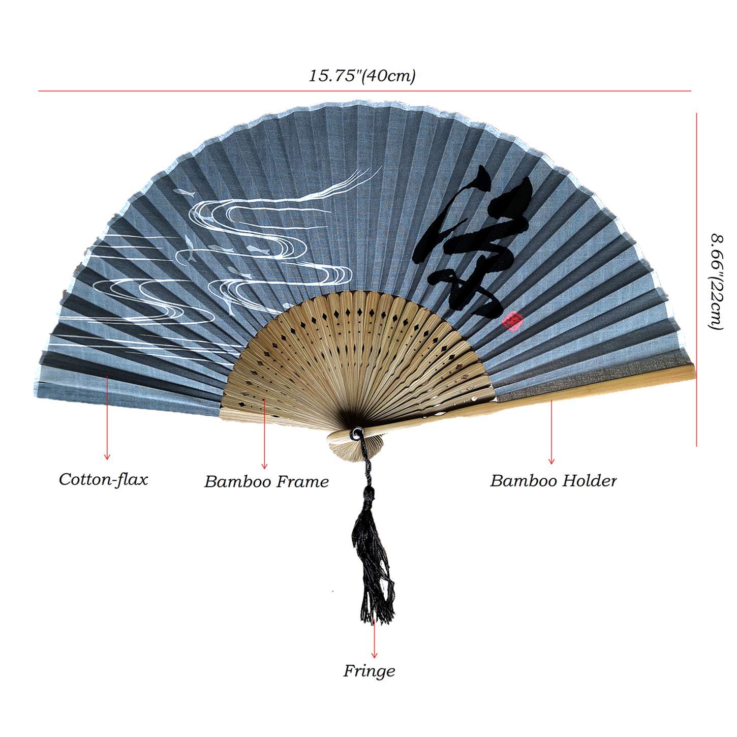 Elegant Chinese & Japanese Hand Folding Fan - Portable Bamboo Foldable Rave Fan for Summer Cooling, Dance Parties & Cultural Events
