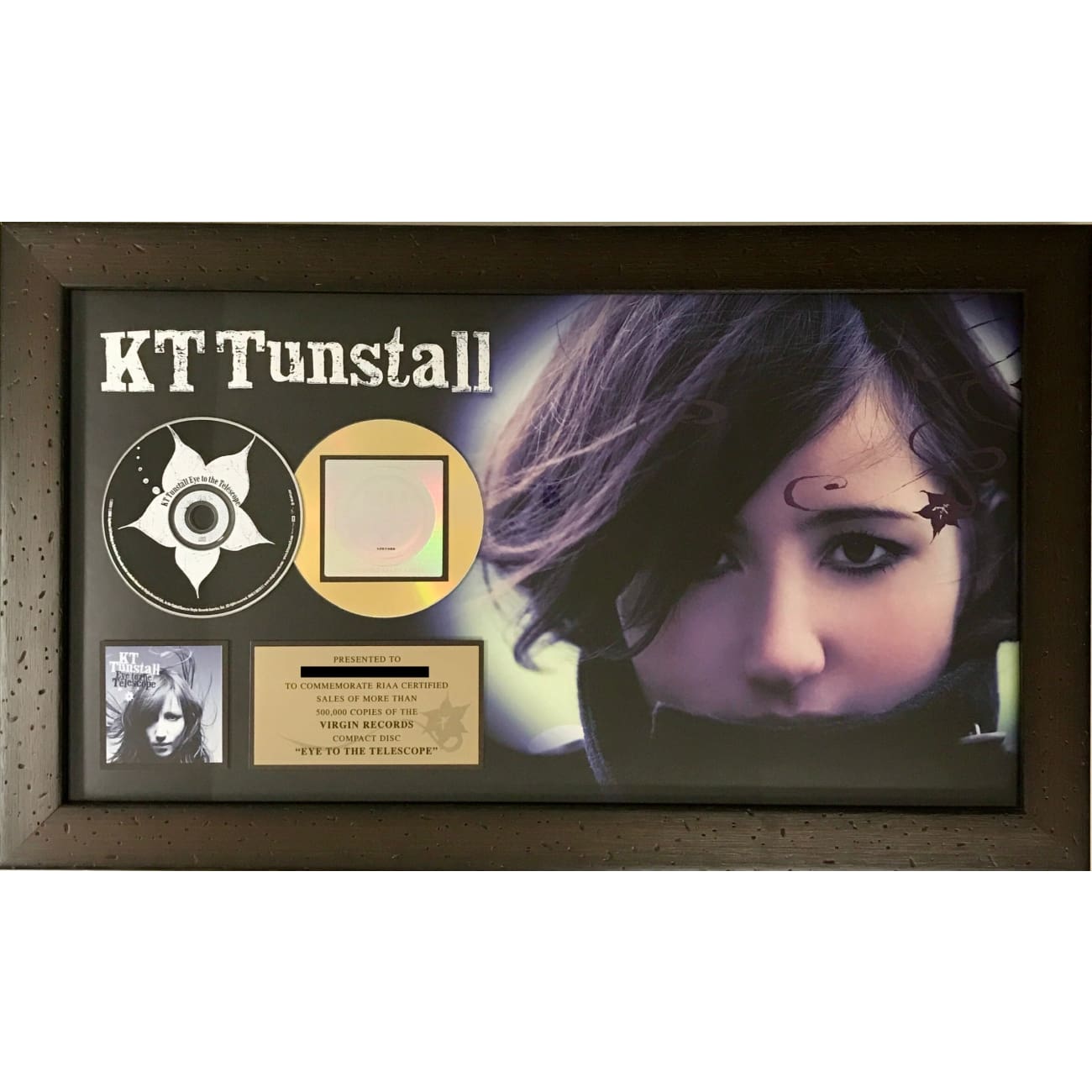 KT Tunstall Eye To The Telescope RIAA Gold Album Award - Certified Music Collectible for Fans & Display
