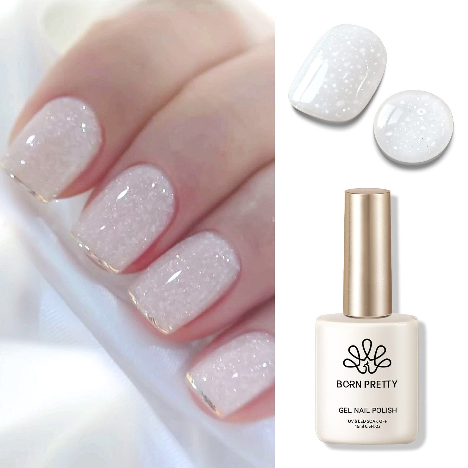 White Snow Glitter Jelly Gel Polish 15ml - Long Lasting Nail Polish for Manicure & Pedicure - Perfect for Christmas, Winter Nail Art & Special Occasions