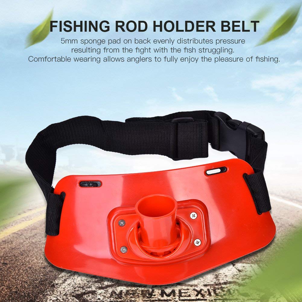 **Ubersweet® Adjustable Fishing Rod Holder Waist Belt - Comfortable Back Support for Boat & Rock Fishing - Relieves Pressure from Fish Struggling (Red) - Perfect for Anglers & Outdoor Enthusiasts**