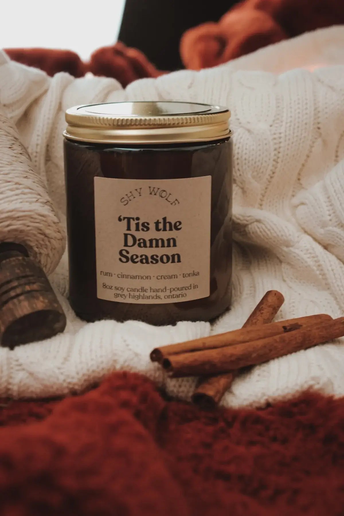 Shy Wolf Candles 'Tis the Damn Season Scented Soy Candle - Holiday Home Decor & Cozy Winter Aromatherapy Gift