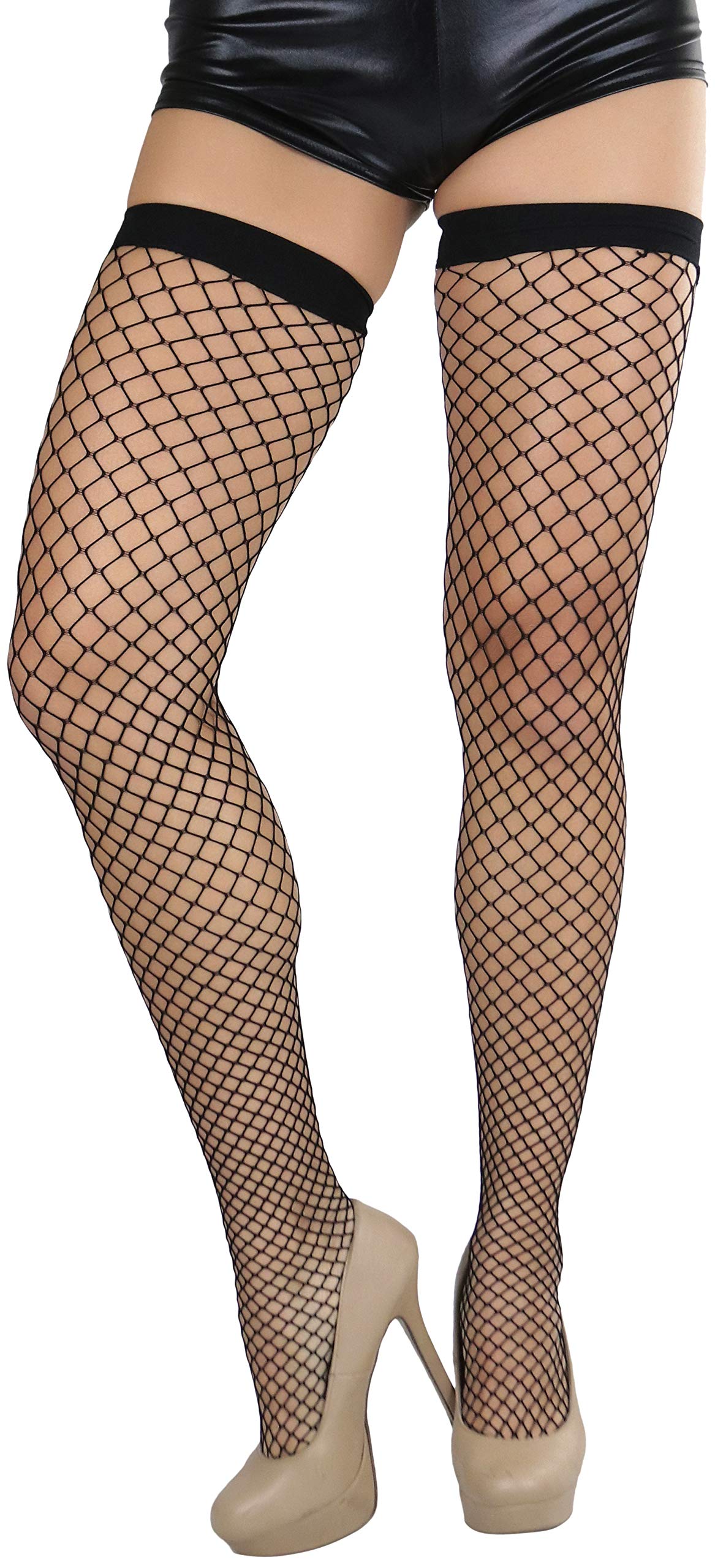 Stylish Women's Fishnet Thigh High Stockings - Bright & Vibrant Fashion Hosiery for Parties, Cosplay & Night Out Outfits