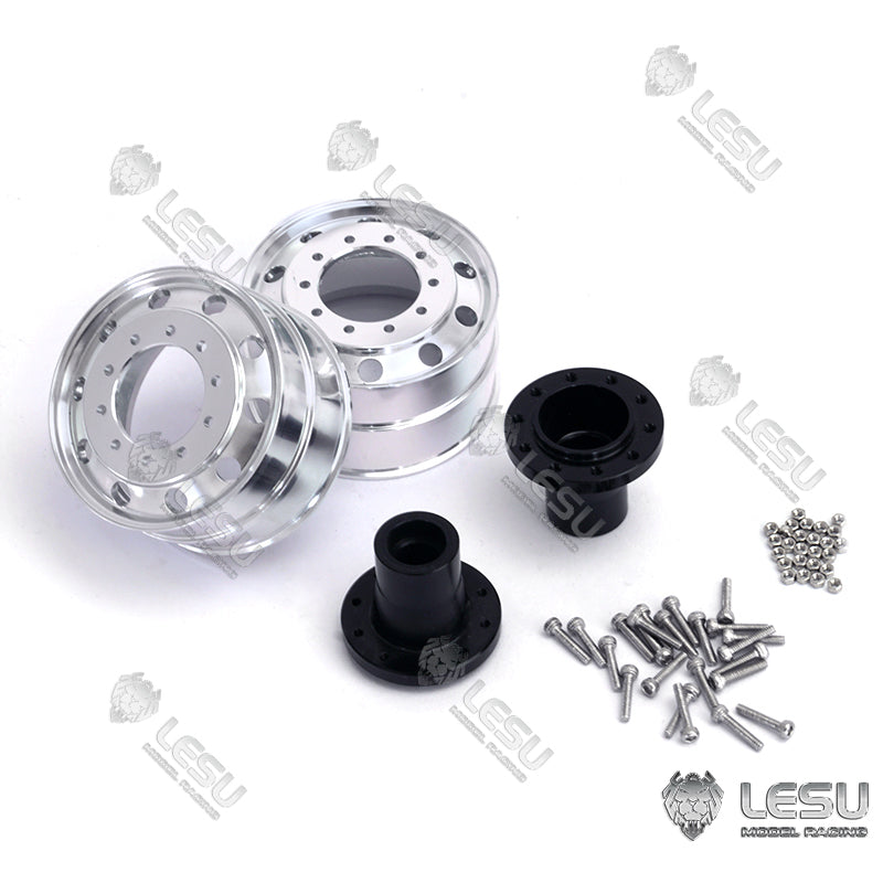 LESU 41.5MM Metal Wheel Hub Flange for Tamiya 1/16 RC Tractor Truck - Wide Front & Rear Axle Parts - Compatible with Narrow & Wide Tires - Perfect for RC Construction Vehicles, Trailers & Dumpers