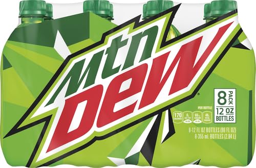 Mountain Dew Citrus Soda - 8 Pack of 12 Fl Oz Bottles (96 Oz Total) - Refreshing Soft Drink for Parties, Gaming & Outdoor Adventures