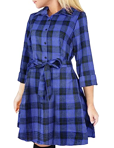 A-royal Blue Black Stripes Plaid