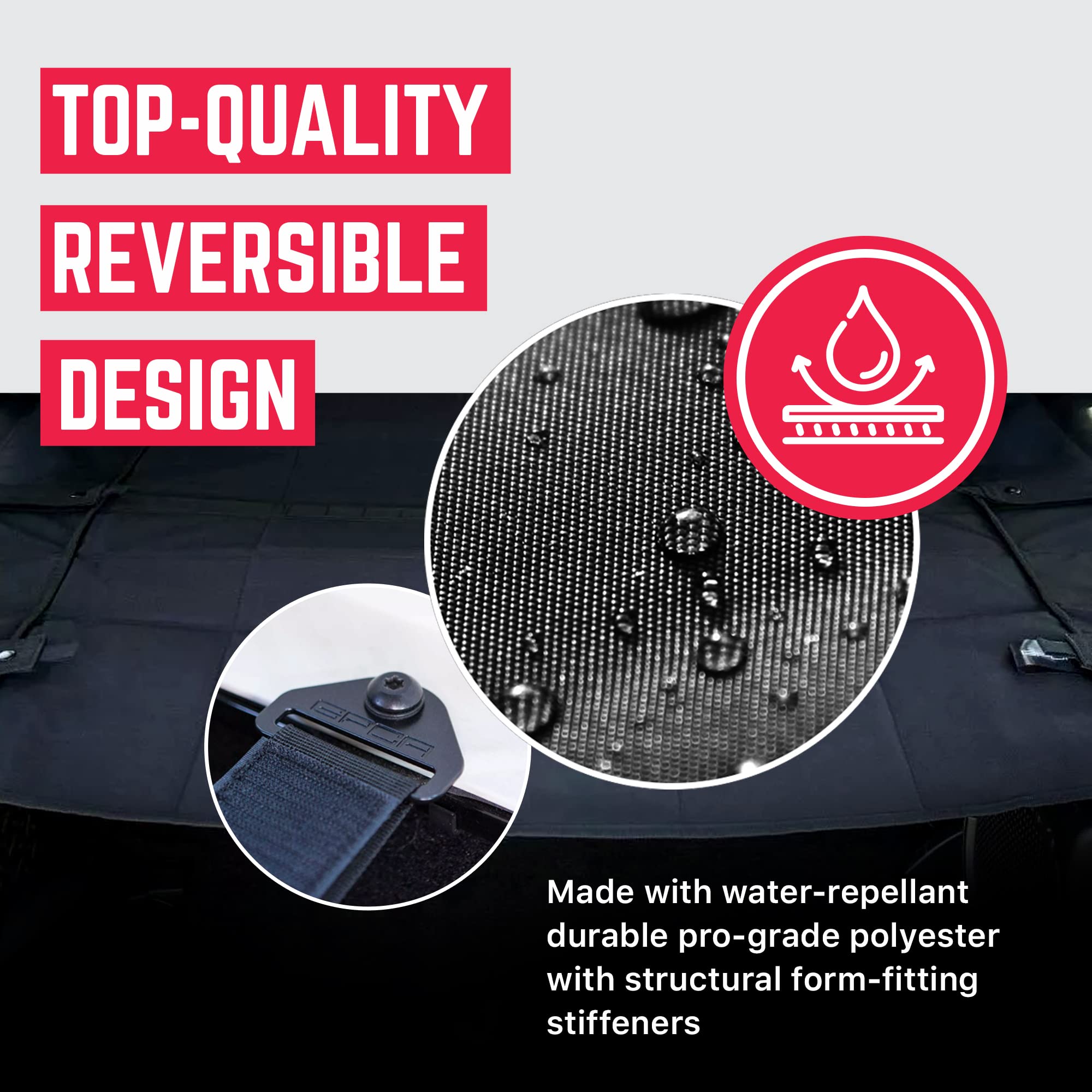 Heavy-Duty Reversible Cargo Cover for Jeep Wrangler JK 4DR 2007-2018 | Waterproof Trunk Liner Fits Sport, Sahara, Rubicon, Freedom & Unlimited Models | Durable Jeep Accessories & Perfect Gift for Off-Road Adventures & Camping Trips