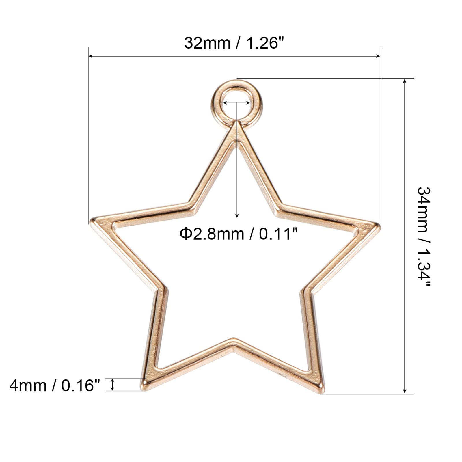 Meccanity 10-Pack Gold Tone Star Shape Geometric Resin Pendant Frames - Hollow Open Back Alloy Charms for DIY Jewelry Making, Necklace Crafting, Bracelet Design & Scrapbooking Projects