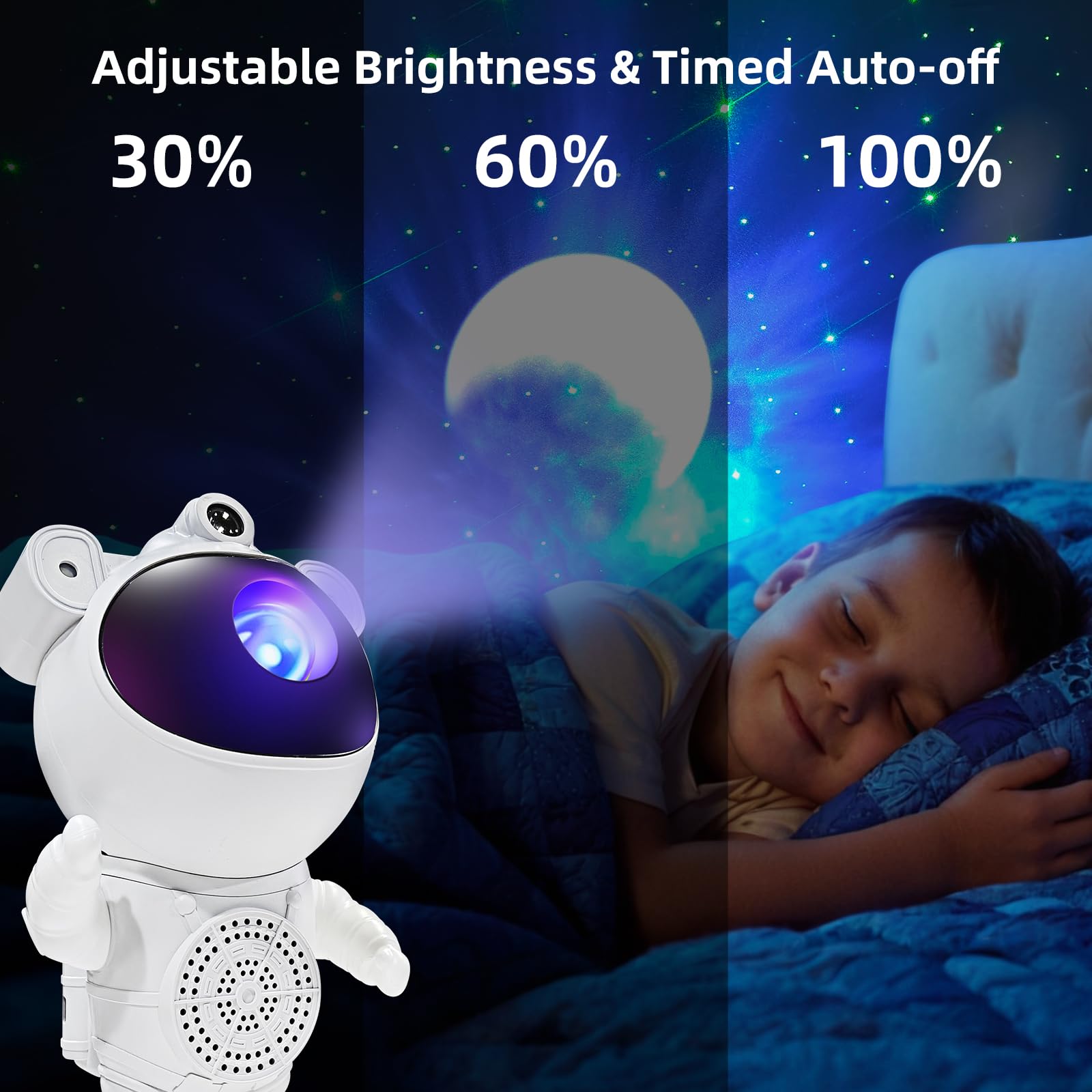 Astronaut Galaxy Projector - Bluetooth Star Night Light with White Noise & Timer, 360° Adjustable Nebula Projector for Bedroom, Kids Room & Meditation | Remote Control & Night Sky Effects for Relaxation & Sleep Aid