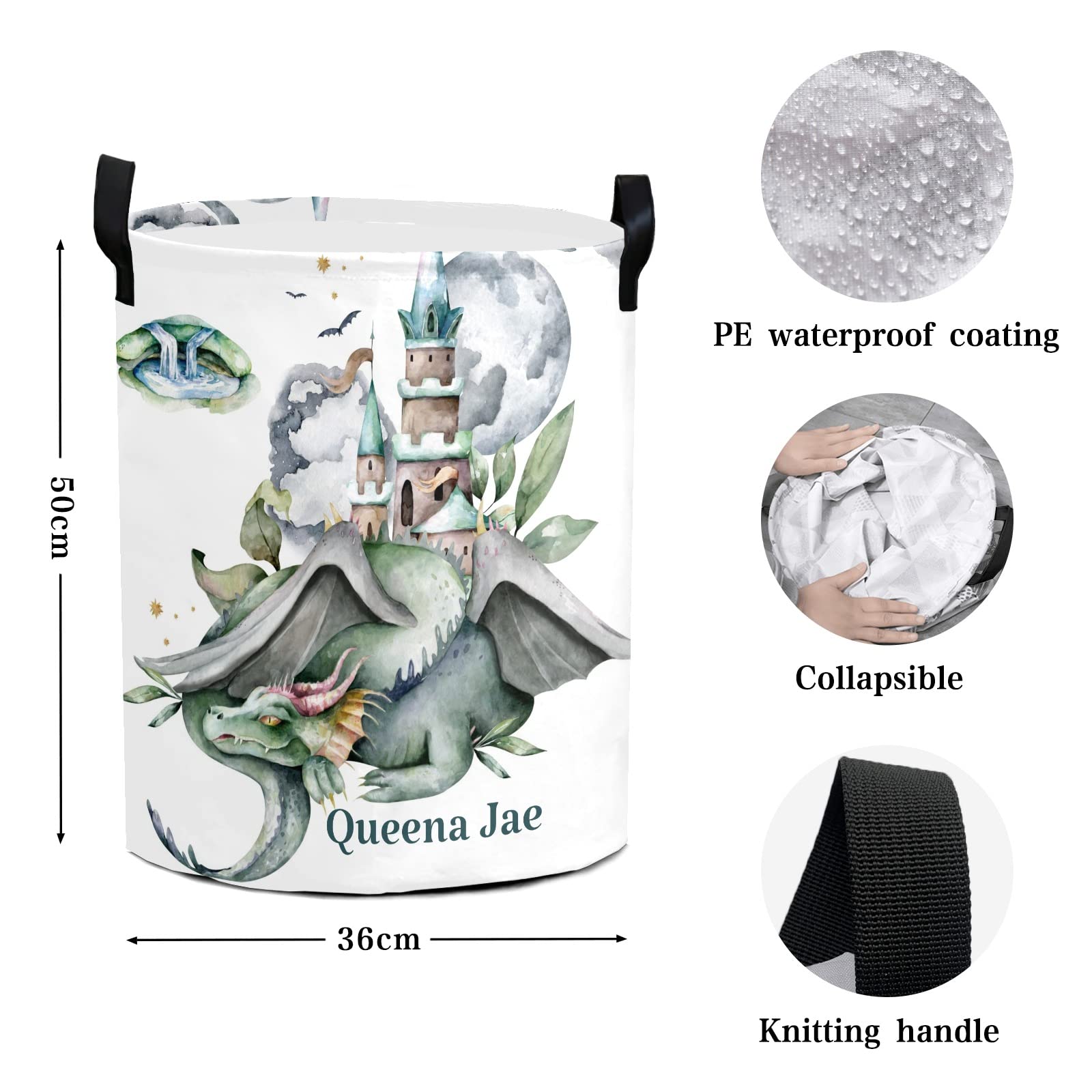 Magical Castle Dragon Storage Bin - Waterproof Oxford Fabric Laundry Hamper, Toy Organizer & Gift Basket for Nursery, Bedroom, Kids Room | Perfect for Baby Clothes, Toys & Home Organization