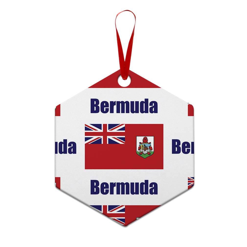 Bermuda Flag Aluminum Christmas Ornament - Hexagon Shaped Holiday Tree Decoration for Xmas, Home & Party Decor | Durable Metal Festive Hanging Decorations