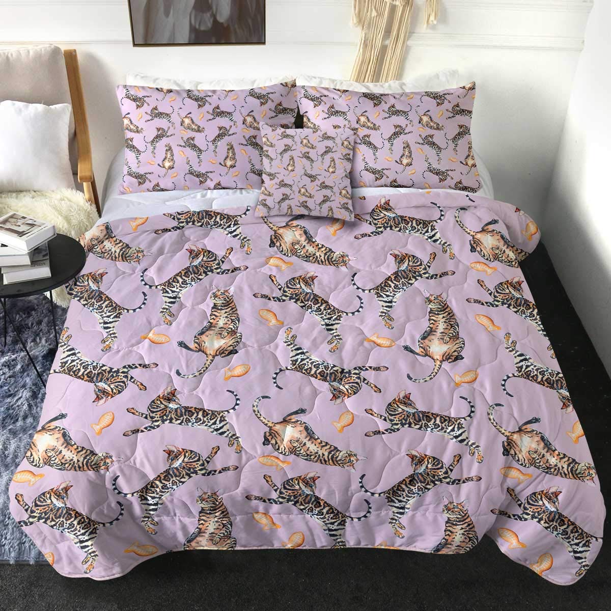 Sleepwish Cheetah Print Comforter Set - 4 Piece Watercolor Spotted Cat Bedding for Kids & Teens | Twin Size Vintage Animal Design, Soft & Breathable - Perfect for Cozy Bedrooms & Dorm Rooms