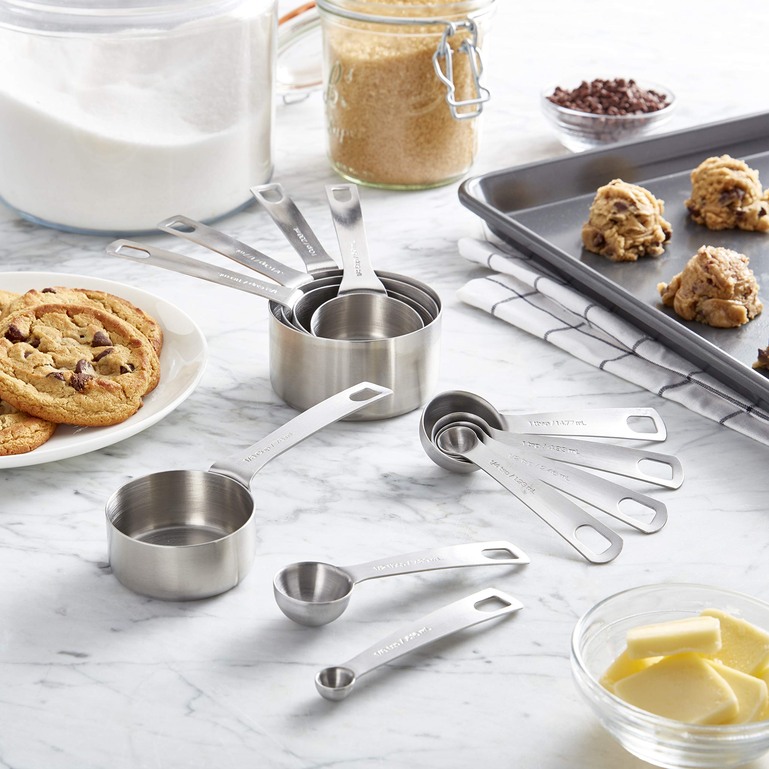 Chicago Metallic Premium 11-Piece Stainless Steel Measuring Cups and Spoons Set - Silver - Essential Baking & Cooking Tools for Home Chefs & Professional Kitchens