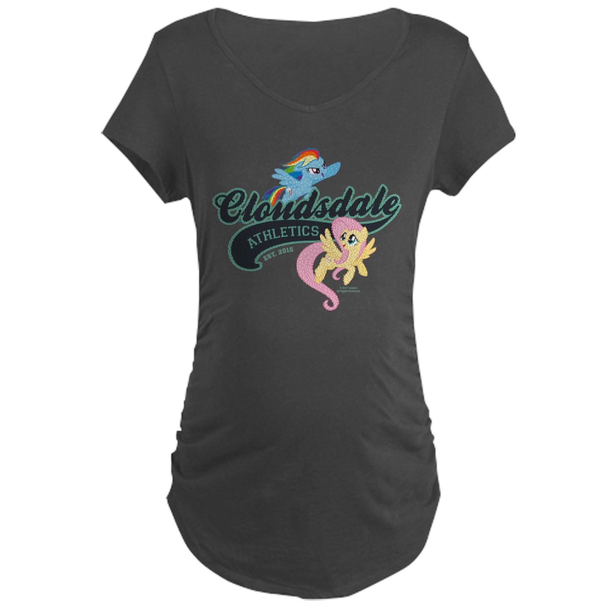 My Little Pony Cloudsdale Maternity T-Shirt - Women's Ruched Side Dark Tee for Pregnancy Comfort | Perfect for Baby Showers & Maternity Photoshoots