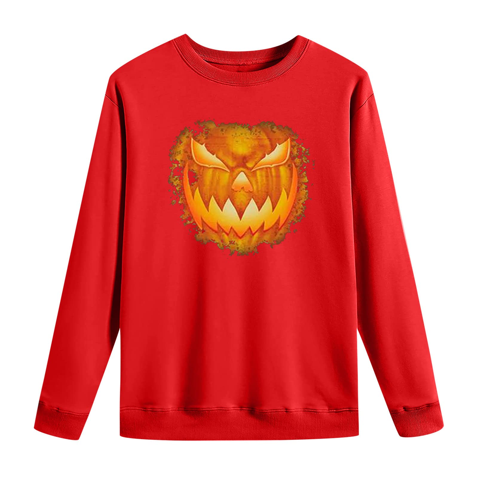 Halloween Pumpkin Sweatshirt for Women - Cozy Crewneck Pullover Fall Winter Blouse | Casual Loose Fit Long Sleeve Tee | Perfect for Halloween Parties, Autumn Outings & Cozy Winter Days