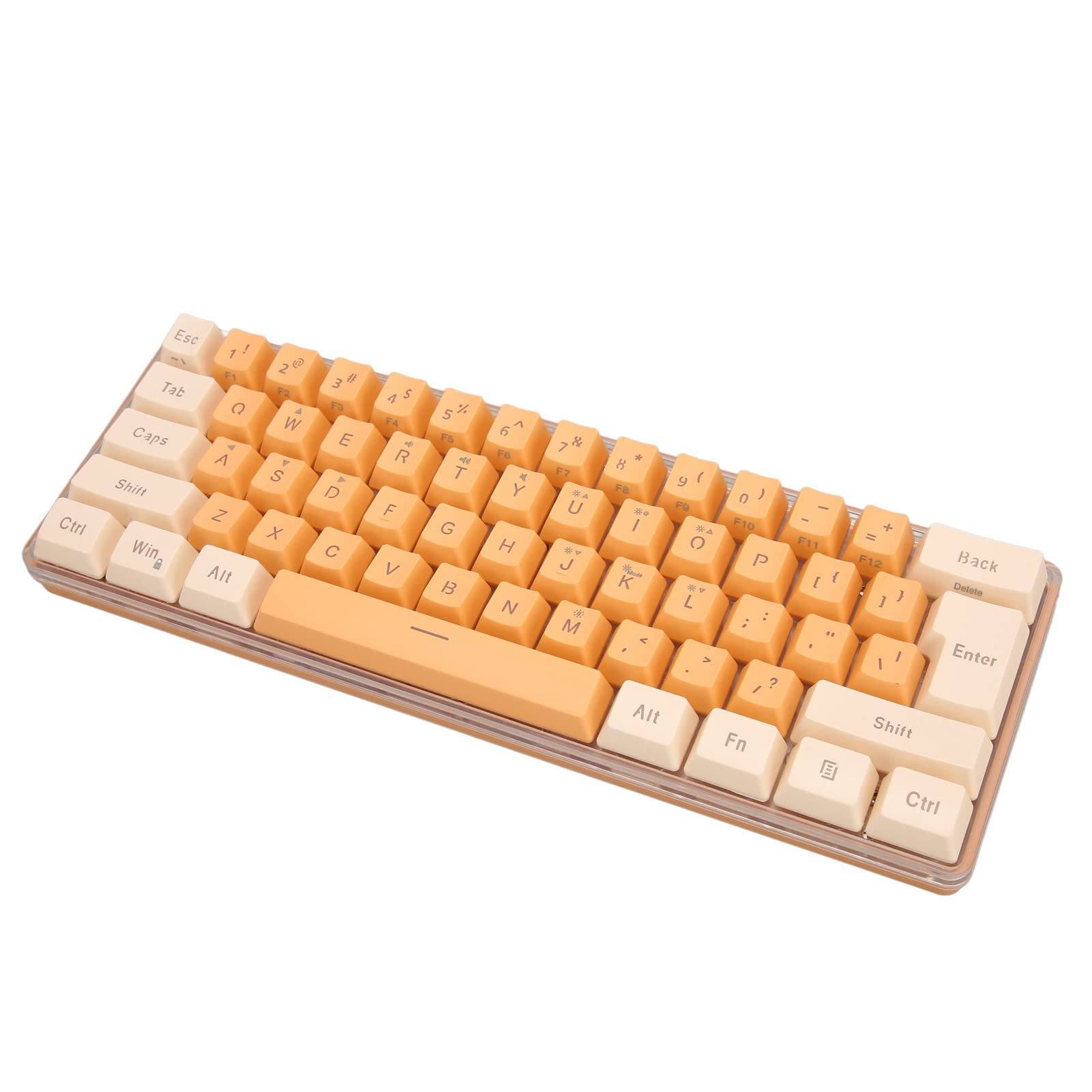 NIZUUONE 61 Key RGB Backlit Mechanical Gaming Keyboard - USB Wired, Tactile Switches for PC/Mac, Beige & Orange Design - Perfect for Office Work, Gaming & Typing Enthusiasts