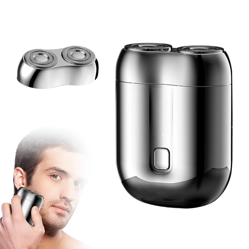 2025 Mini Dual-Head Electric Shaver for Men & Women - Portable Pocket Size, Waterproof USB Rechargeable Trimmer - Perfect for Travel, Home & Office Use (Silver) | Smooth Shaving Anywhere