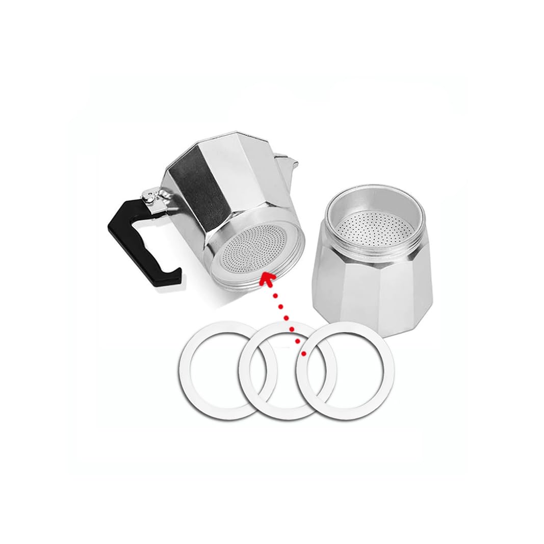 Bialetti Moka Pot Replacement Filter CG94 with 3 Gaskets - Compatible with 6 Cup Stovetop Espresso Makers - Perfect for Home Brewing Italian Coffee